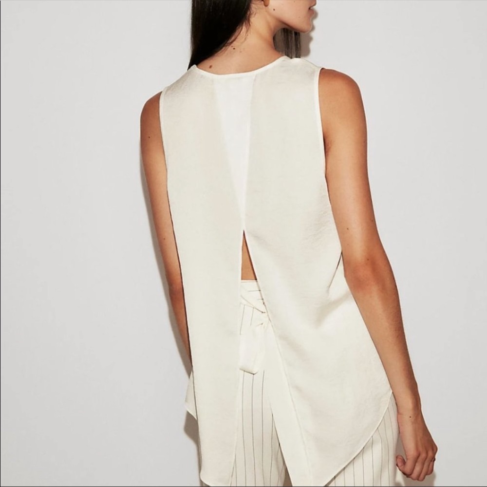 Express Ivory Satin Tie Back Tank